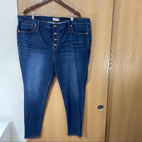 Madewell Jeans Women’s Plus Size 37 9" Mid Rise Skinny Button Fly Blue Dark Wash - Picture 9 of 9